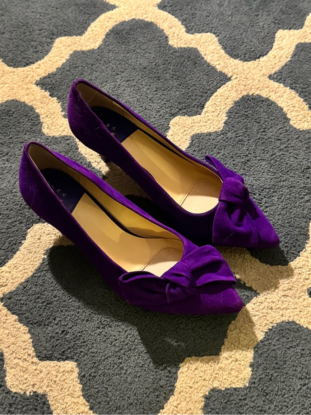 Alex Marie Violet Suede Knot-Accent Pointed Pumps